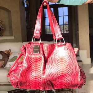 Michael Kors Red Leather Python Bag